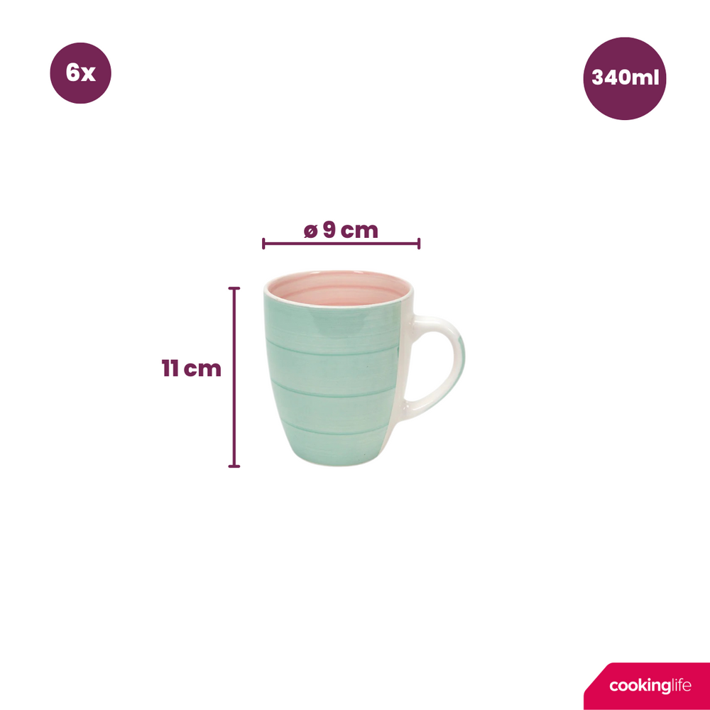 Cookinglife Mugs Pastel Harmony 340 ml - 6 pieces