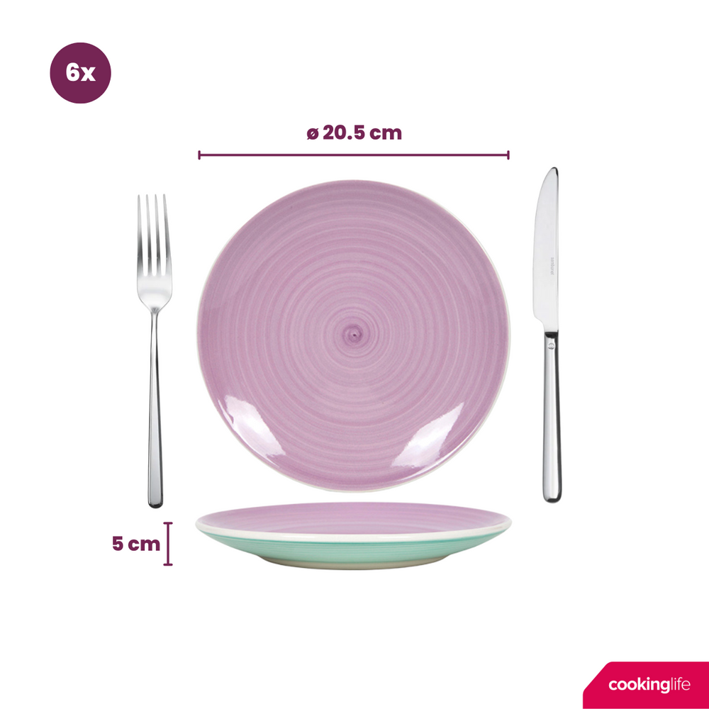 Cookinglife Side Plates / Dessert Plates Pastel Harmony ø 19 cm - 6 pieces