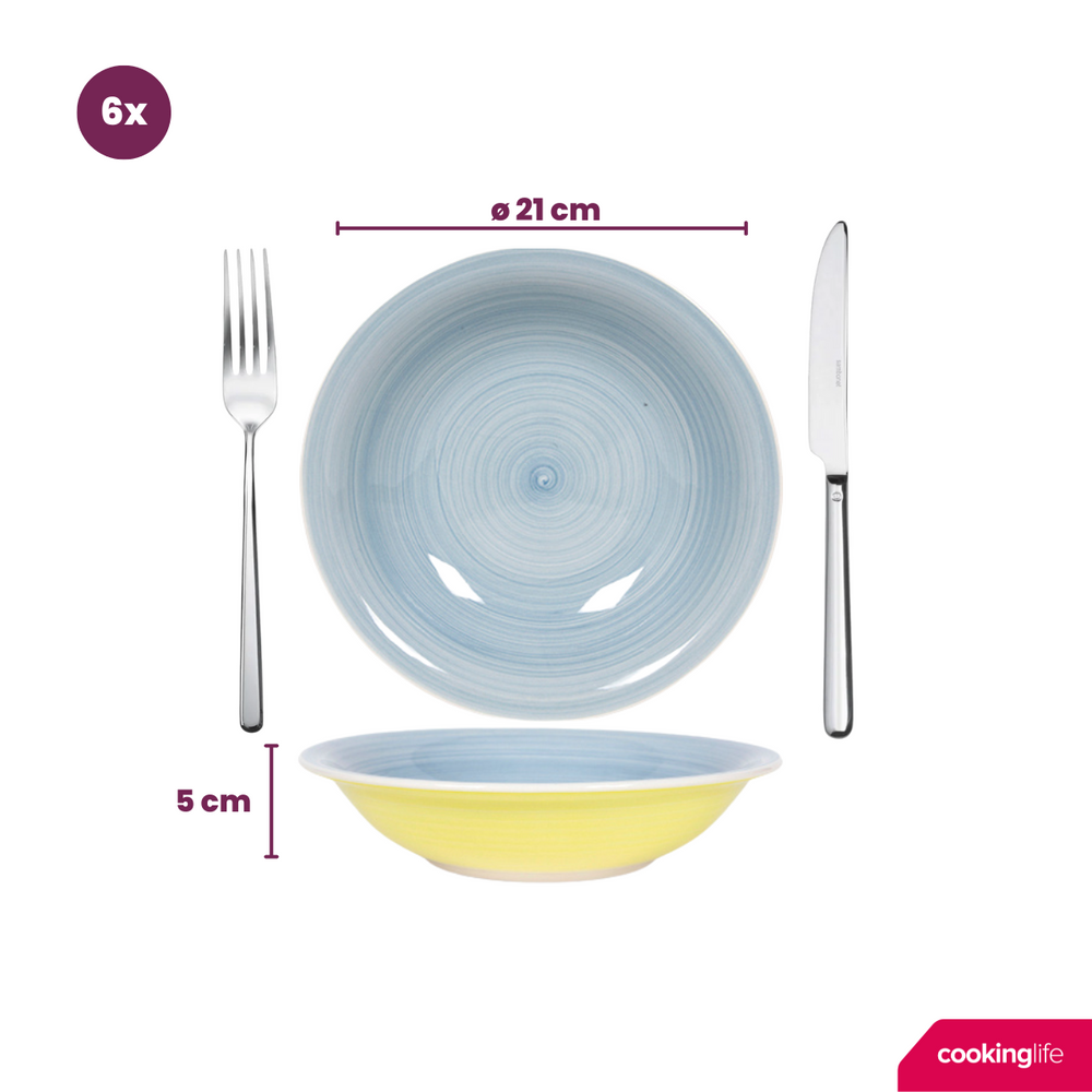 Cookinglife Dinnerware Set Pastel Harmony 18-piece / 6 people - 6 dinner plates, 6 side plates, and 6 pasta bowls