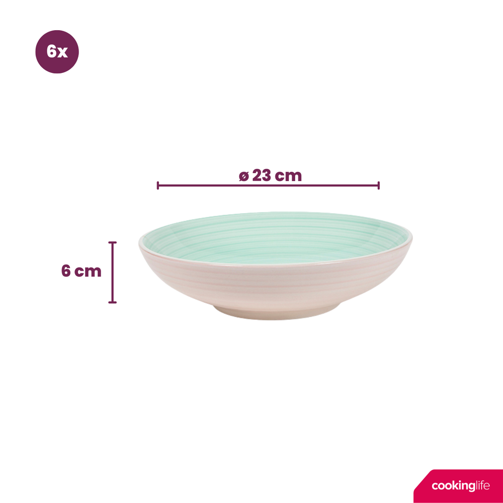 Cookinglife Deep Plates / Pasta Bowls Pastel Harmony Ø 23 cm - 6 pieces