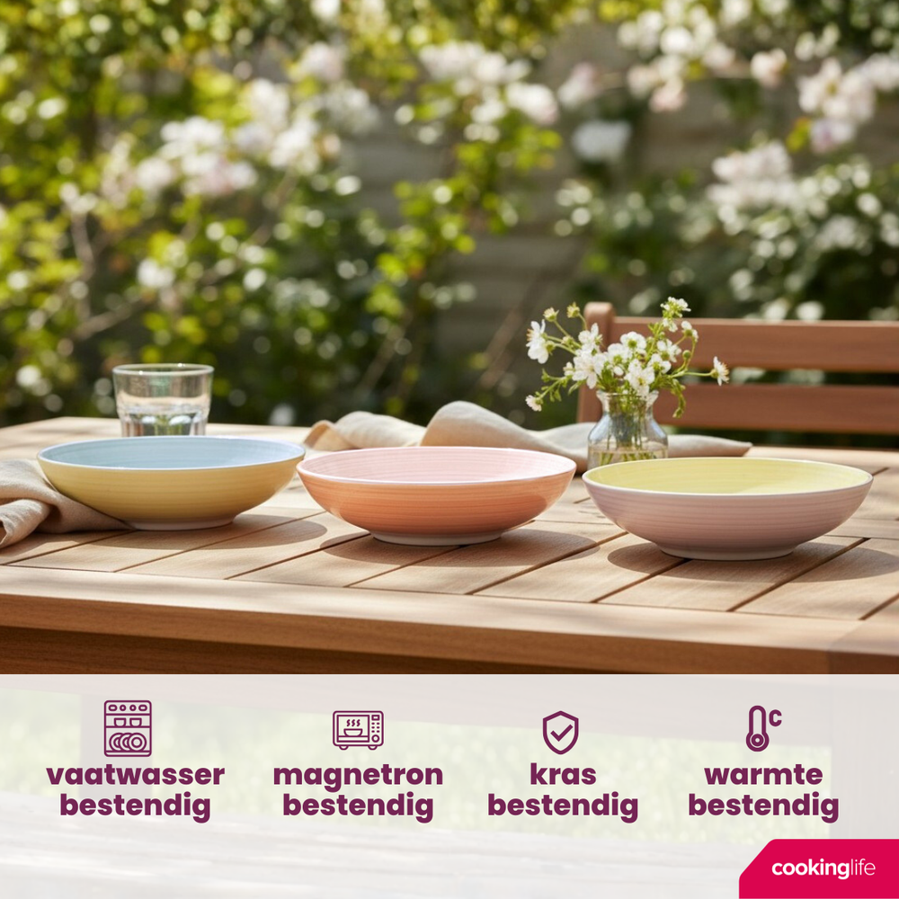 Cookinglife Deep Plates / Pasta Bowls Pastel Harmony Ø 23 cm - 6 pieces