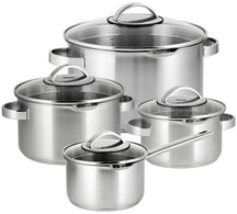 Sola Cookware set Pearl 4-piece stainless steel – downdraft suitable – cooking pots Ø 16, 18, 20 cm & saucepan Ø 16 cm – suitable for all heat sources