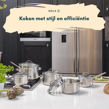 Sola Cookware set Pearl 4-piece stainless steel – downdraft suitable – cooking pots Ø 16, 18, 20 cm & saucepan Ø 16 cm – suitable for all heat sources