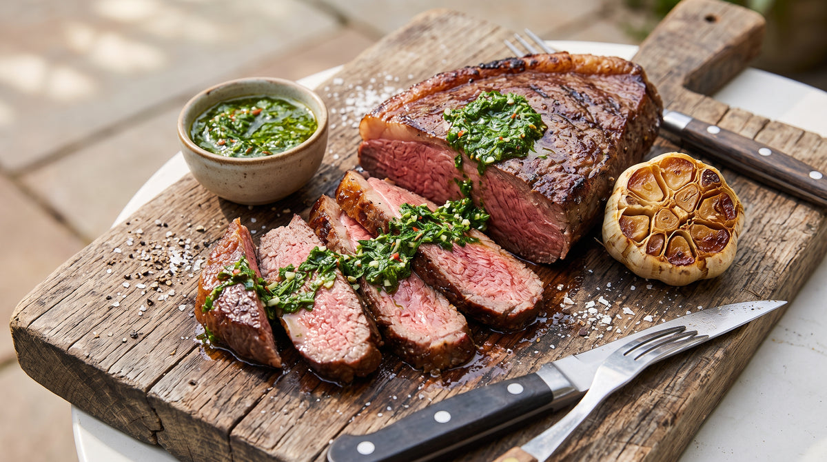 A juicy cut of meat, a hefty pan and a sauce that makes everything better.