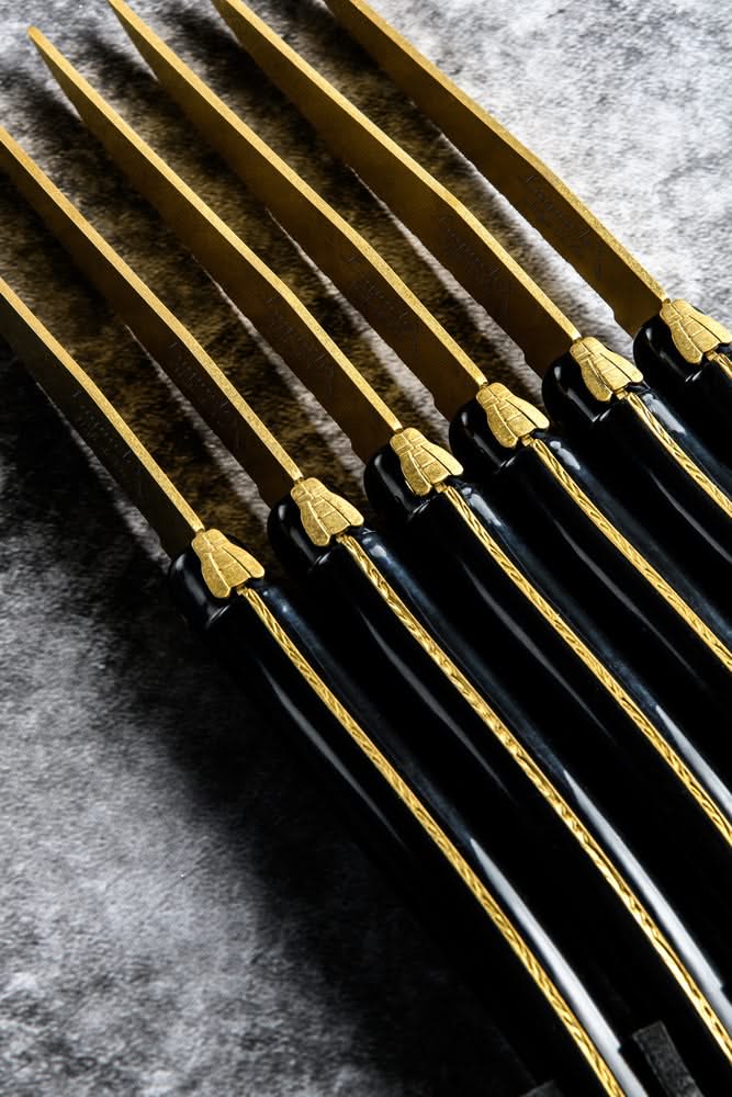Cuchillos para steak Laguiole Style de Vie Prestige Line Oro - 6 piezas