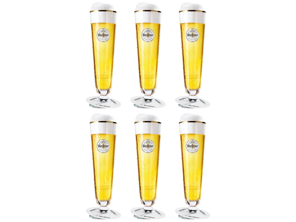 Warsteiner Beer glasses on Foot - 300 ml - 6 pieces
