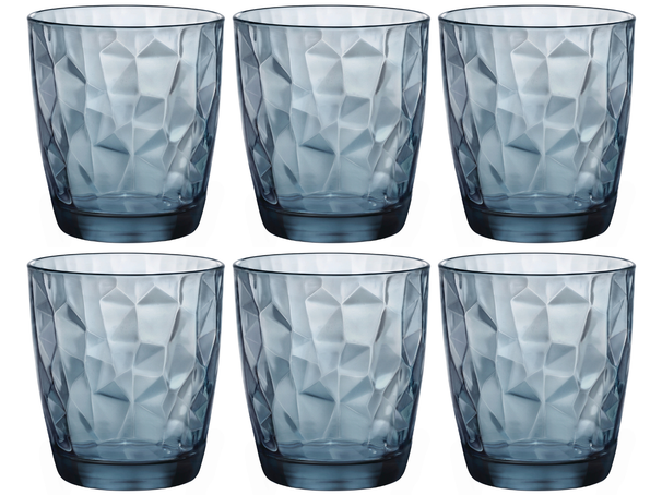 Vasos de agua Bormioli Rocco Diamond - Azul - 300 ml - 6 piezas