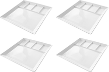Cookinglife Fondue plates / Gourmet plates / Barbecue plates - 5 compartments - White - 24 x 24 cm - 4 pieces
