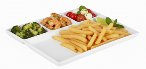 Platos Cookinglife para BBQ / Fondue / Gourmet con 4 compartimentos - 26 x 20 cm - 4 unidades