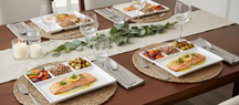 Cookinglife Fondue Plates / Gourmet Plates / BBQ Plates - 3 compartments - White - 26 x 20 cm - 4 pieces