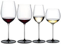 Riedel Wine Glass Set Fatto A Mano Black Tie - Bordeaux Grand Cru, Burgundy Grand Cru, Riesling & Oaked Chardonnay - 4 pieces