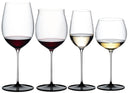 Riedel Wine Glass Set Fatto A Mano Black Tie - Bordeaux Grand Cru, Burgundy Grand Cru, Riesling & Oaked Chardonnay - 4 pieces