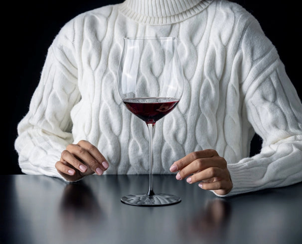 Set de copas de vino Riedel Fatto A Mano Black Tie - Bordeaux Grand Cru, Burgundy Grand Cru, Riesling y Chardonnay barricado - 4 piezas