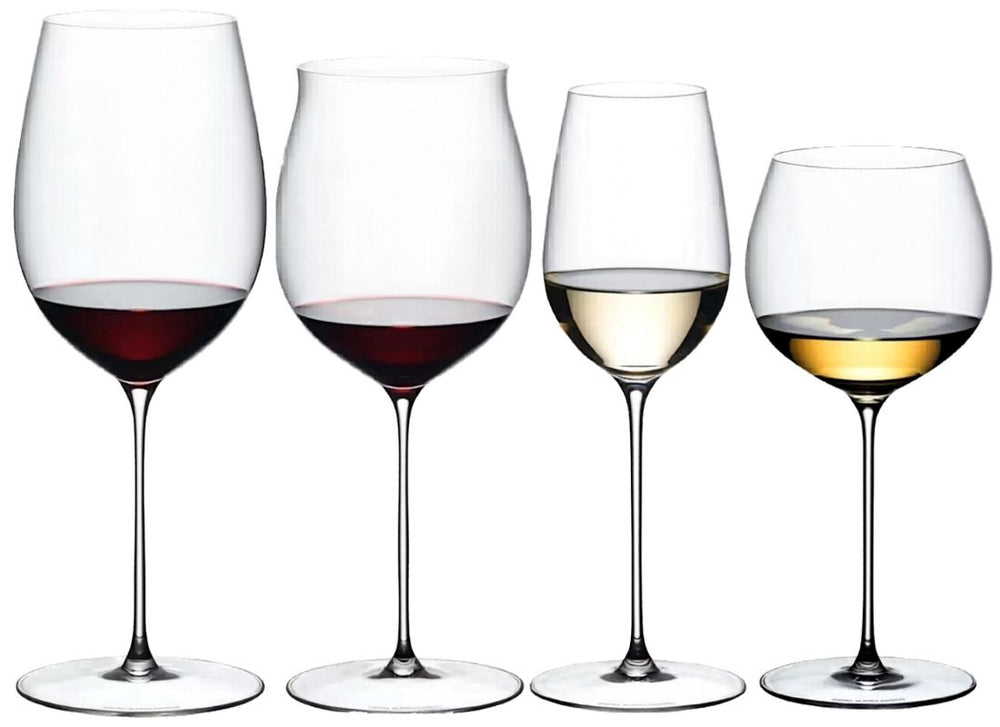 Riedel Wine Glass Set Superleggero - Bordeaux Grand Cru, Burgundy Grand Cru, Riesling & Oaked Chardonnay - 4 pieces