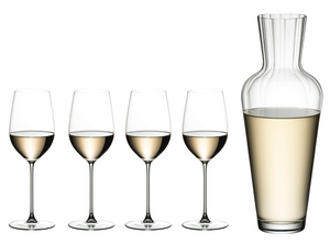 Set de copas de vino Riedel - Copas de vino blanco - Veritas - Riesling / Zinfandel + Decantador Wine Friendly