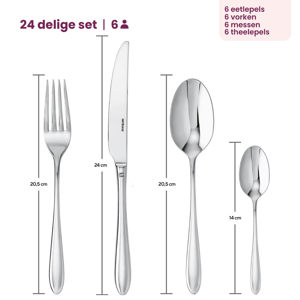 Sambonet Set de cubiertos Dream - RVS - 24 piezas / 6 personas