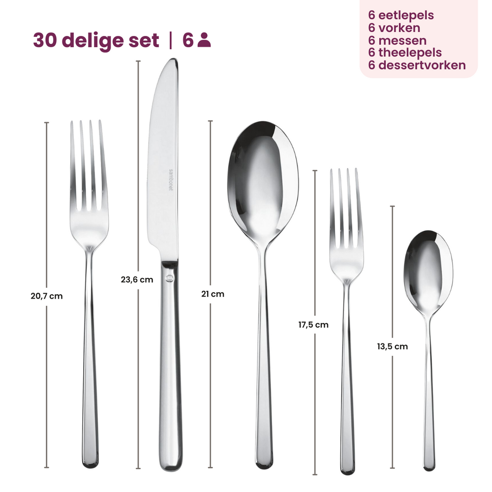 Sambonet Set de cubiertos Linear - Champagne - 30 piezas / 6 personas