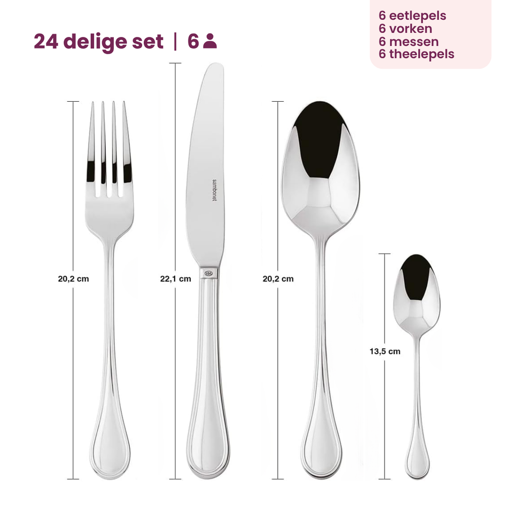 Sambonet Set de cubiertos Royal - RVS - 24 piezas / 6 personas