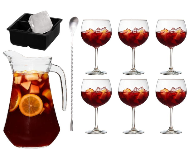Set de sangría Jarra 1.6 litros + Vasos para sangría 700 ml - 6 piezas