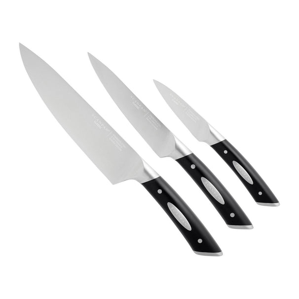SCANPAN Set de cuchillos Classic 3 piezas - Cuchillo de chef, Cuchillo de oficina & Cuchillo pelador