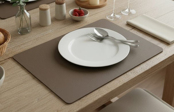 Individuales Cosy & Trendy aspecto cuero Gris Plomo 43 x 30 cm - 6 unidades