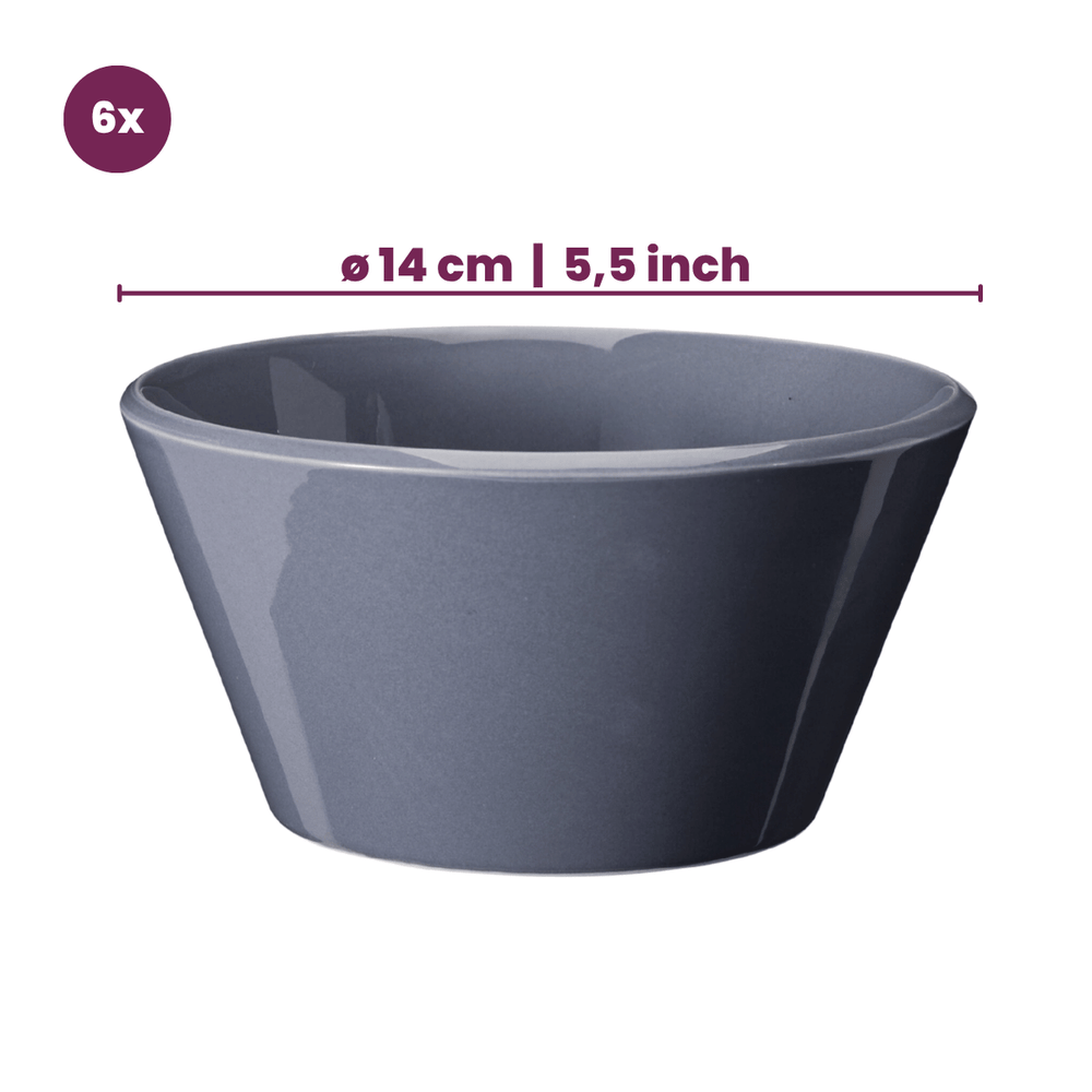 Cookinglife Cuencos para sopa / Cuencos - Siaki Blanco / Azul / Gris ø 14 cm - Porcelana - 6 piezas