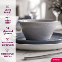 Cookinglife Cuencos para sopa / Cuencos - Siaki Blanco / Azul / Gris ø 14 cm - Porcelana - 6 piezas