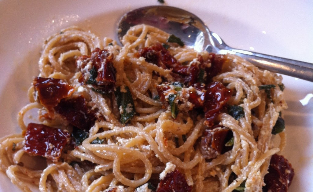 An easy midweek pasta with sage, feta and sun-dried tomatoes