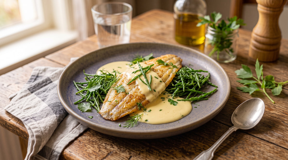 A classic fish dish with a refined sauce and a fresh bite