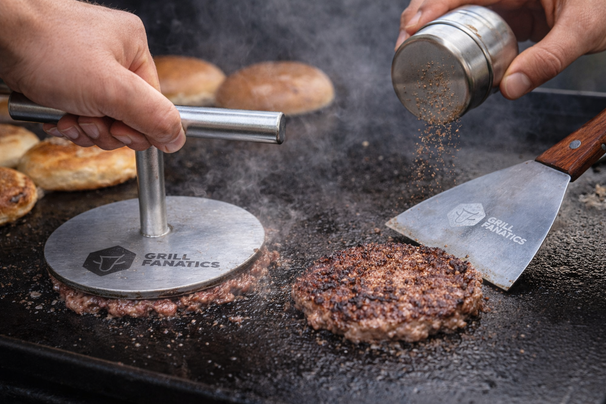 Cookinglife Grill Kit para Smashburger / Prensa para Smashburger, espátula para BBQ y salero para condimentos