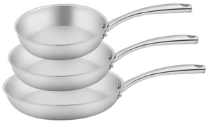 Sola Set de Sartenes Green Cooking+ Triply Acero Inoxidable 3 piezas - ø 20, 24 & 28 cm - apto para todas las fuentes de calor - sin revestimiento antiadherente