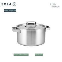 Sola Set de Sartenes Ruby 4 Piezas Premium Triply Acero Inoxidable - Olla ø 16, 18, 20 cm & Cacerola ø 16 cm - Apta para Inducción