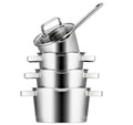 Sola Cookware set Diamond 4-piece stainless steel – downdraft suitable – cooking pots Ø 16, 18, 20 cm & saucepan Ø 16 cm – suitable for all heat sources