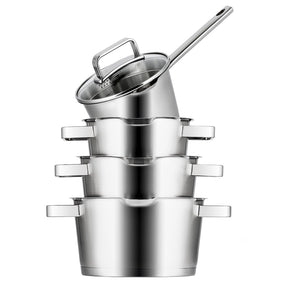 Sola Set de ollas Diamond 4 piezas acero inoxidable - apto para extracción de aire - Olla ø 16, 18, 20 cm y cazo ø 16 cm - apto para todas las fuentes de calor