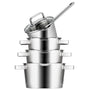 Sola Cookware set Diamond 4-piece stainless steel – downdraft suitable – cooking pots Ø 16, 18, 20 cm & saucepan Ø 16 cm – suitable for all heat sources