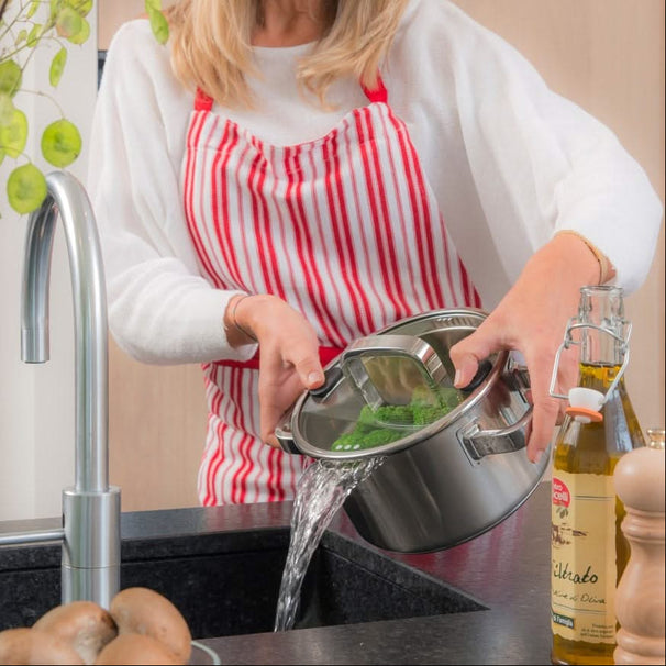 Sola Set de ollas Juvia 5 piezas Acero inoxidable - Compatible con campana extractora - Olla de cocina ø 16, 18, 20, 24 cm y cazo ø 16 cm - apto para todas las fuentes de calor