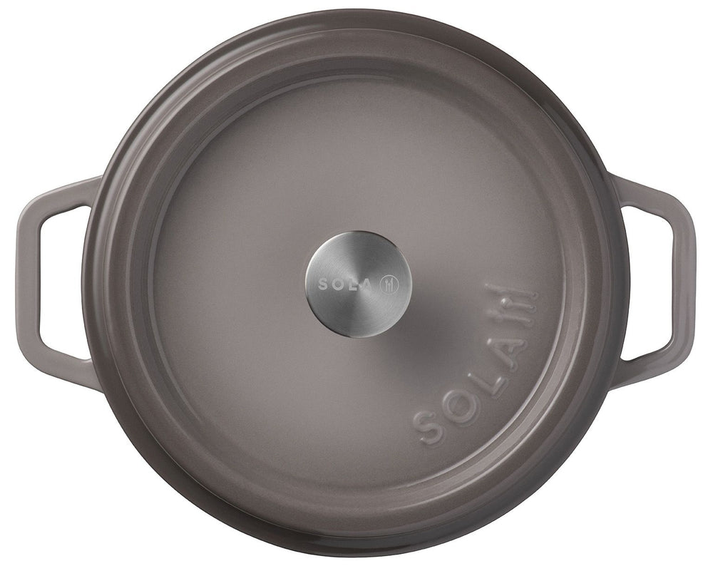 Sola Casserole with lid Cast Iron - Grey - ø 28 cm / 5 Liters - Enameled non-stick coating