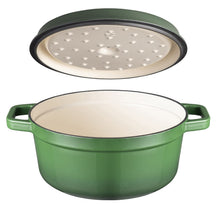 Sola Casserole with lid Cast Iron - Green - ø 28 cm / 5 Liters - Enameled non-stick coating