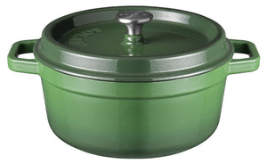 Sola Cazuela con tapa de hierro fundido - Verde - ø 24 cm / 3.2 litros - revestimiento antiadherente esmaltado