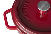 Sola Casserole with lid Cast Iron - Red - ø 24 cm / 3.2 Liters - Enameled non-stick coating