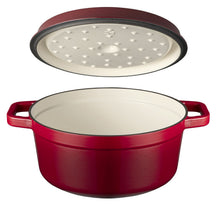 Sola Casserole with lid Cast Iron - Red - ø 24 cm / 3.2 Liters - Enameled non-stick coating