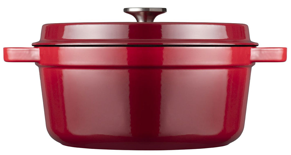 Sola Casserole with lid Cast Iron - Red - ø 24 cm / 3.2 Liters - Enameled non-stick coating