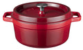 Sola Casserole with lid Cast Iron - Red - ø 24 cm / 3.2 Liters - Enameled non-stick coating