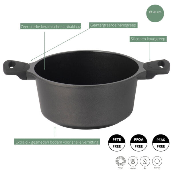 Sola Casserole with Lid Ceramic Deluxe ø 28 cm - ceramic non-stick coating