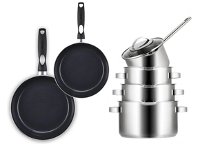 Set de ollas Sola Pearl 6 piezas acero inoxidable - compatible con campana extractora - ollas ø 16, 18, 20 cm y cazo ø 16 cm + sartén BEKA 24, 28 cm - apto para todas las fuentes de calor