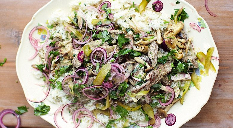 Quick and flavourful beef with mushrooms and a creamy sauce
