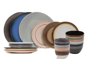 Juego de vajilla Studio Tavola Earth 24 piezas / 6 personas - 6 platos llanos, 6 platos para desayuno, 6 cuencos y 6 cuencos pequeños