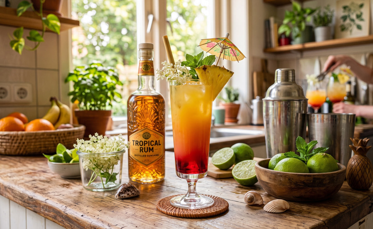 A sunny, summery cocktail with mango, passion fruit and a touch of rum