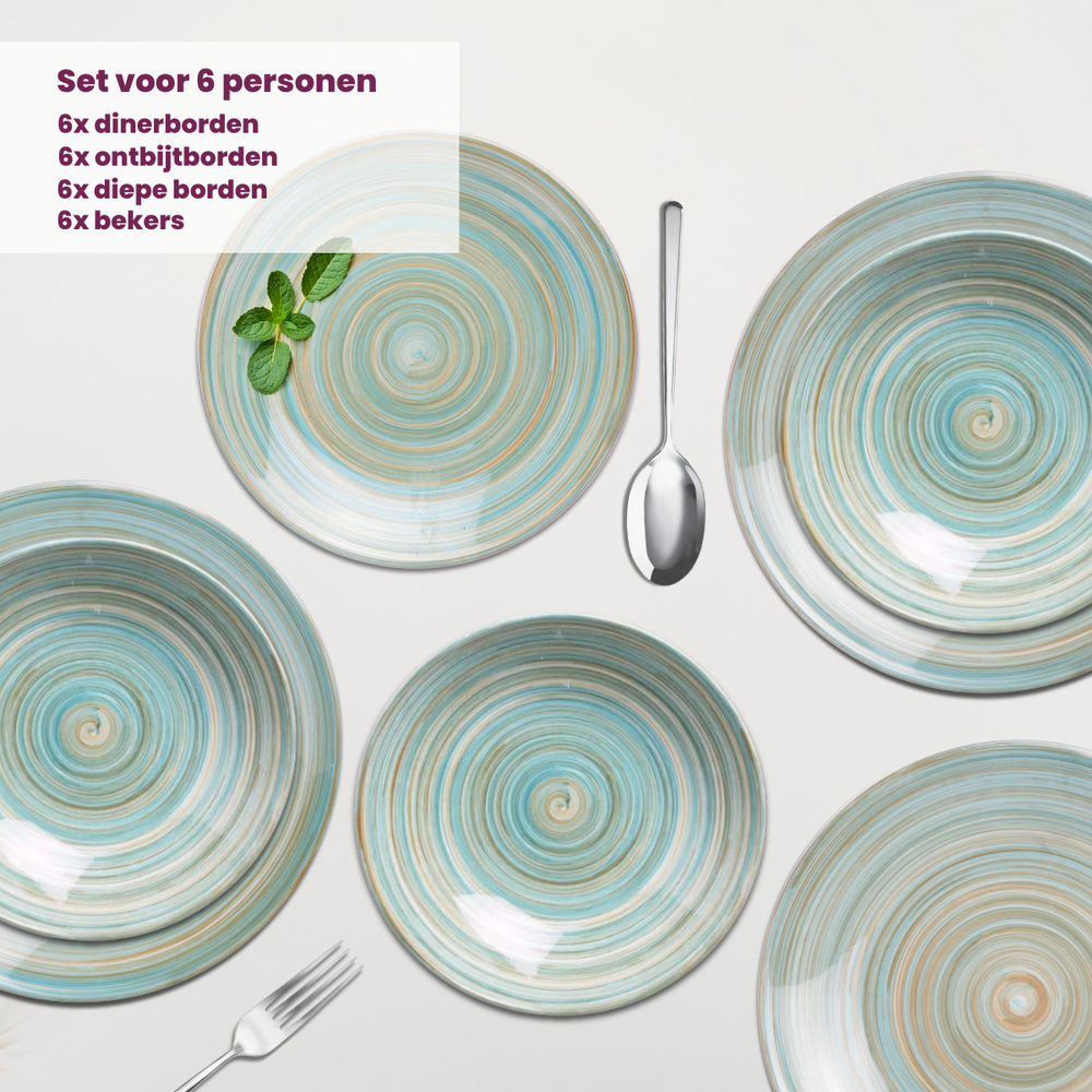 Cosy & Trendy Dinnerware Set Turbolino - Blue - 24 pieces / 6 people