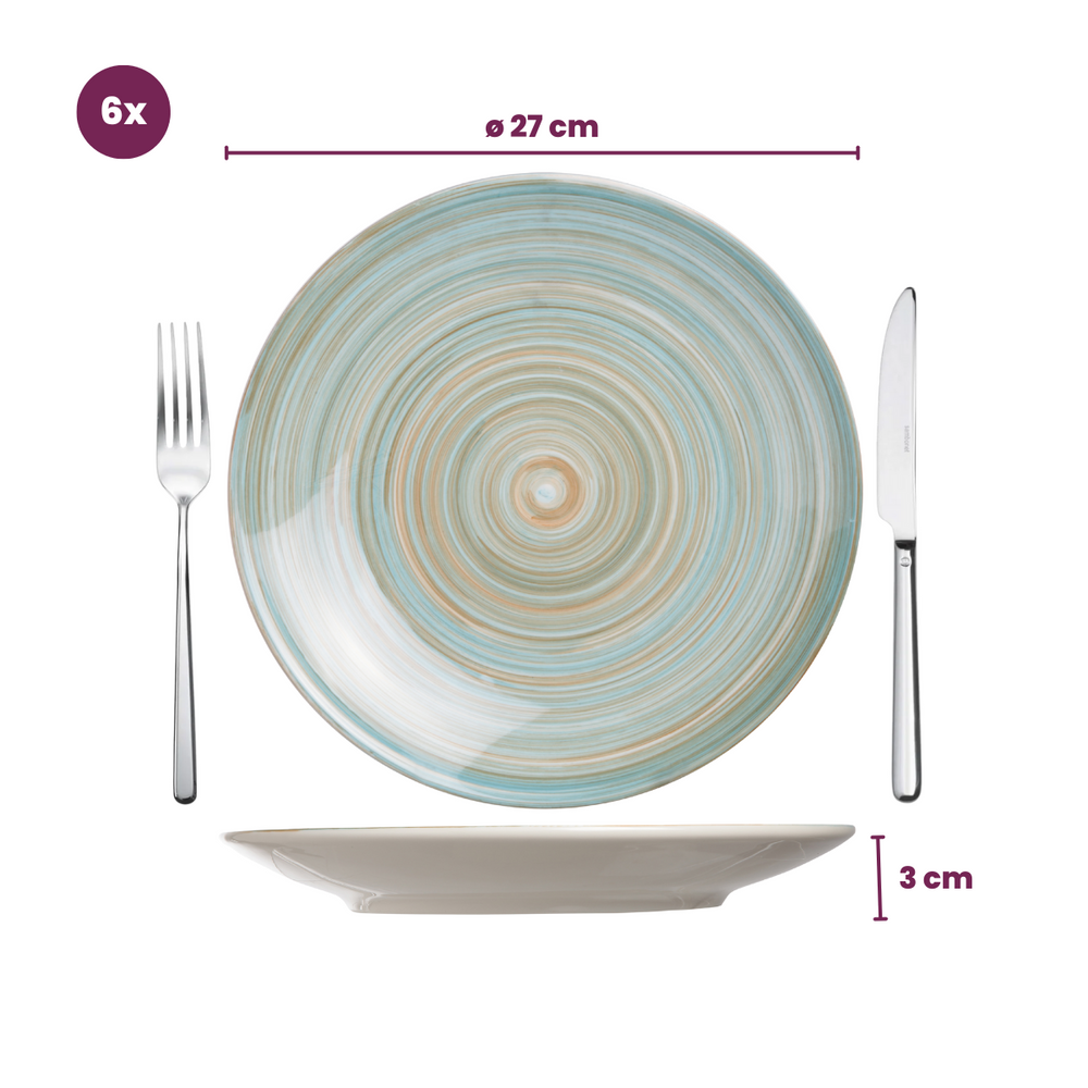 Cosy & Trendy Dinner Plates Turbolino Blue ø 27 cm - 6 pieces